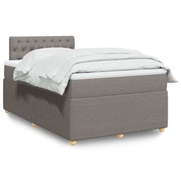 vidaXL Κρεβάτι Boxspring με Στρώμα Taupe 120x190cm Υφασμάτινο 1 τεμ. - Μονό