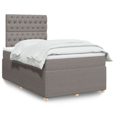 vidaXL Κρεβάτι Boxspring με Στρώμα Taupe 120x190cm Υφασμάτινο 1 τεμ. - Μονό