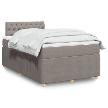 vidaXL Κρεβάτι Boxspring με Στρώμα Taupe 120x190cm Υφασμάτινο 1 τεμ. - Μονό