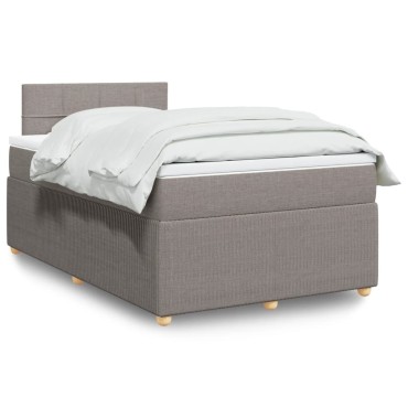 vidaXL Κρεβάτι Boxspring με Στρώμα Taupe 120x190cm Υφασμάτινο 1 τεμ. - Μονό