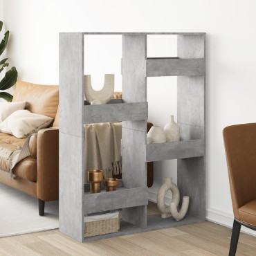 vidaXL Βιβλιοθήκη/Διαχωριστικό Χώρου Γκρι 100x33x135cm Επεξ. Ξύλο 1 τεμ.