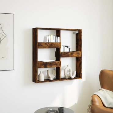 vidaXL Ντουλάπι Τοίχου Καπνιστή Δρυς 80x15x80cm Επεξεργασμένο Ξύλο 1 τεμ.