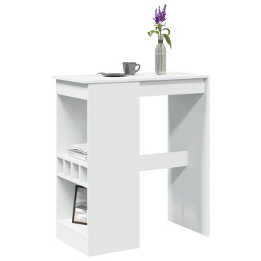 vidaXL Τραπέζι Μπαρ με Ράφια Λευκό 90x47,5x103,5cm Επεξεργ. Ξύλο 1 τεμ.