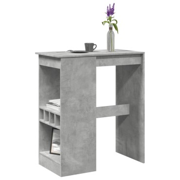 vidaXL Τραπέζι Μπαρ με Ράφια Γκρι Σκυρ. 90x47,5x103,5cm Επεξεργ. Ξύλο 1 τεμ.