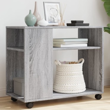 vidaXL Βοηθητικό Τραπέζι με Ρόδες Γκρι Sonoma 70x35x60cm Επεξ. Ξύλο 1 τεμ.