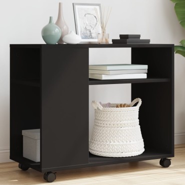 vidaXL Βοηθητικό Τραπέζι με Ρόδες Μαύρο 70x35x60cm Επεξ. Ξύλο 1 τεμ.