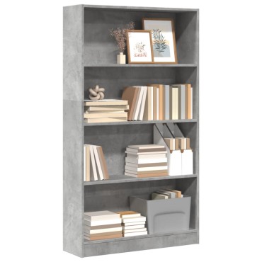 vidaXL Βιβλιοθήκη Γκρι Σκυροδέματος 80x24x143cm Επεξεργ. Ξύλο 1 τεμ.