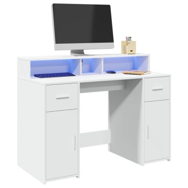 vidaXL Γραφείο με LED Λευκό 120x55x91cm από Επεξεργασμένο Ξύλο 1 τεμ.