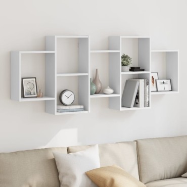 vidaXL Ραφιέρα Τοίχου Λευκό 159x18x65cm από Επεξεργασμένο Ξύλο 1 τεμ.