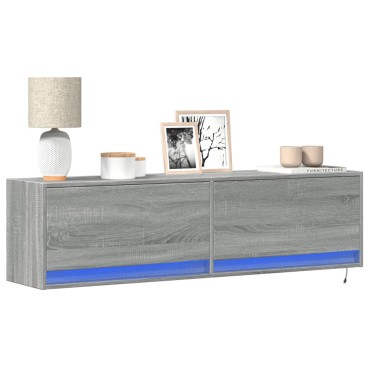 vidaXL Έπιπλο Τοίχου Τηλεόρασης με LED Γκρι Sonoma 140x31x38cm