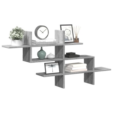 vidaXL Ραφιέρα Τοίχου Γκρι Sonoma 124,5x18x60,5cm Επεξεργασμένο Ξύλο 1 τεμ.