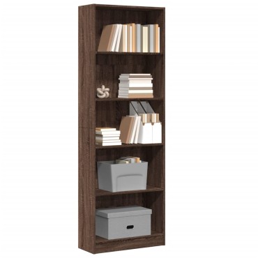 vidaXL Βιβλιοθήκη Καφέ Δρυς 60x24x176cm από Επεξεργασμένο Ξύλο 1 τεμ.