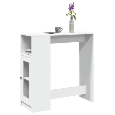 vidaXL Τραπέζι Μπαρ με Ράφια Λευκό 101x40x103,5cm Επεξεργ. Ξύλο 1 τεμ.