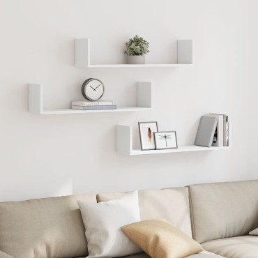 vidaXL Ραφιέρες Τοίχου 3 τεμ. Λευκές 80x18x18cm από Επεξ. Ξύλο