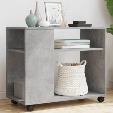 vidaXL Βοηθητικό Τραπέζι με Ρόδες Γκρι Σκυρ 70x35x60cm Επεξ. Ξύλο 1 τεμ.