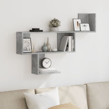 vidaXL Ραφιέρα Τοίχου Γκρι Σκυροδέματος 100x15x70cm από Επεξ. Ξύλο 1 τεμ.