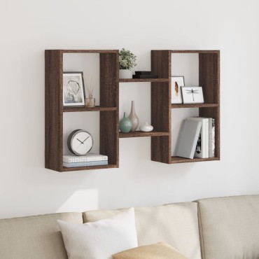vidaXL Ραφιέρα Τοίχου Καφέ Δρυς 96x18x60cm Επεξεργασμένο Ξύλο 1 τεμ.