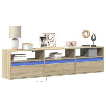 vidaXL Έπιπλο Τοίχου Τηλεόρασης με LED Sonoma Δρυς 180x31x45cm
