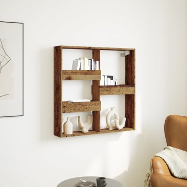 vidaXL Ντουλάπι Τοίχου Όψη Παλαιού Ξύλου 80x15x80cm Επεξ. Ξύλο 1 τεμ.
