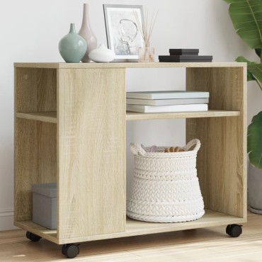 vidaXL Βοηθητικό Τραπέζι με Ρόδες Sonoma Δρυς 70x35x60cm Επεξ. Ξύλο 1 τεμ.