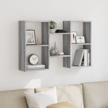 vidaXL Ραφιέρα Τοίχου Γκρι Sonoma 96x18x60cm Επεξεργασμένο Ξύλο 1 τεμ.