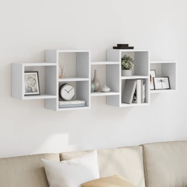 vidaXL Ραφιέρα Τοίχου Λευκό 129x18x42cm από Επεξεργασμένο Ξύλο 1 τεμ.