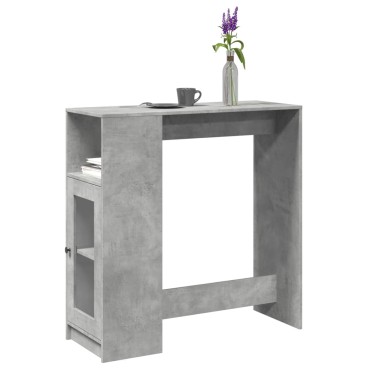 vidaXL Τραπέζι Μπαρ με Ράφια Γκρι Σκυρ. 101x40x103,5cm Επεξεργ. Ξύλο 1 τεμ.