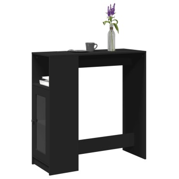 vidaXL Τραπέζι Μπαρ με Ράφια Μαύρο 101x40x103,5cm Επεξεργ. Ξύλο 1 τεμ.