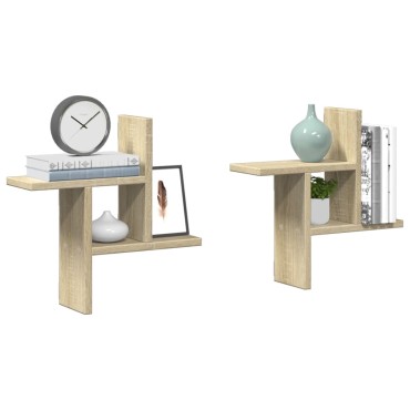 vidaXL Ραφιέρες Τοίχου 2 τεμ. Sonoma Δρυς 38x12x38cm από Επεξ. Ξύλο