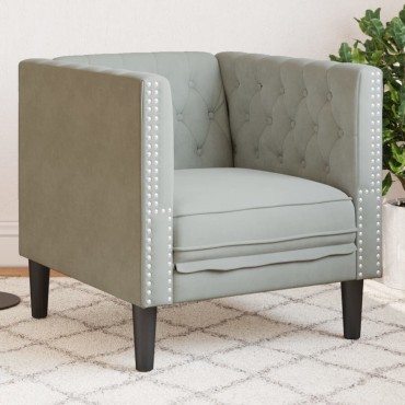 vidaXL Πολυθρόνα Chesterfield Ανοιχτό Γκρι Βελούδινη 71x74,5x70,5cm 1 τεμ. Γωνιακός