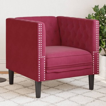 vidaXL Πολυθρόνα Chesterfield Μπορντό Βελούδινη 71x74,5x70,5cm 1 τεμ. Γωνιακός