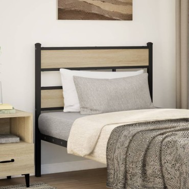 vidaXL Κεφαλάρι Sonoma Δρυς Σιδερένιο/Επεξεργασμένο Ξύλο 80x91,5cm 1 τεμ.