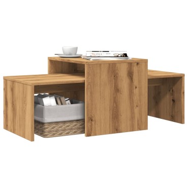 vidaXL Σετ Τραπεζάκια Σαλονιού Artisan Δρυς 100x48x40cm Επεξ. Ξύλο