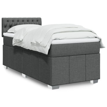 vidaXL Κρεβάτι Boxspring με Στρώμα Σκούρο Γκρι 80x200 εκ. Υφασμάτινο