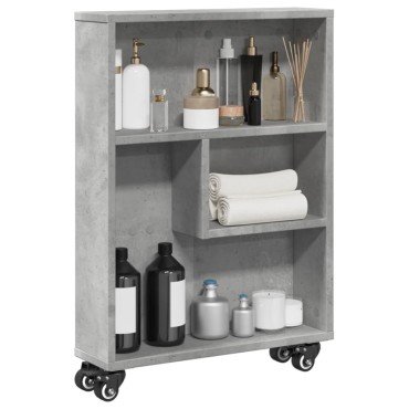 vidaXL Τρόλεϊ Αποθήκευσης Στενό Γκρι Σκυρ. 48x13x68cm Επεξ. Ξύλο