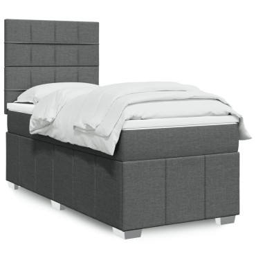 vidaXL Κρεβάτι Boxspring με Στρώμα Σκούρο Γκρι 80x200 εκ. Υφασμάτινο