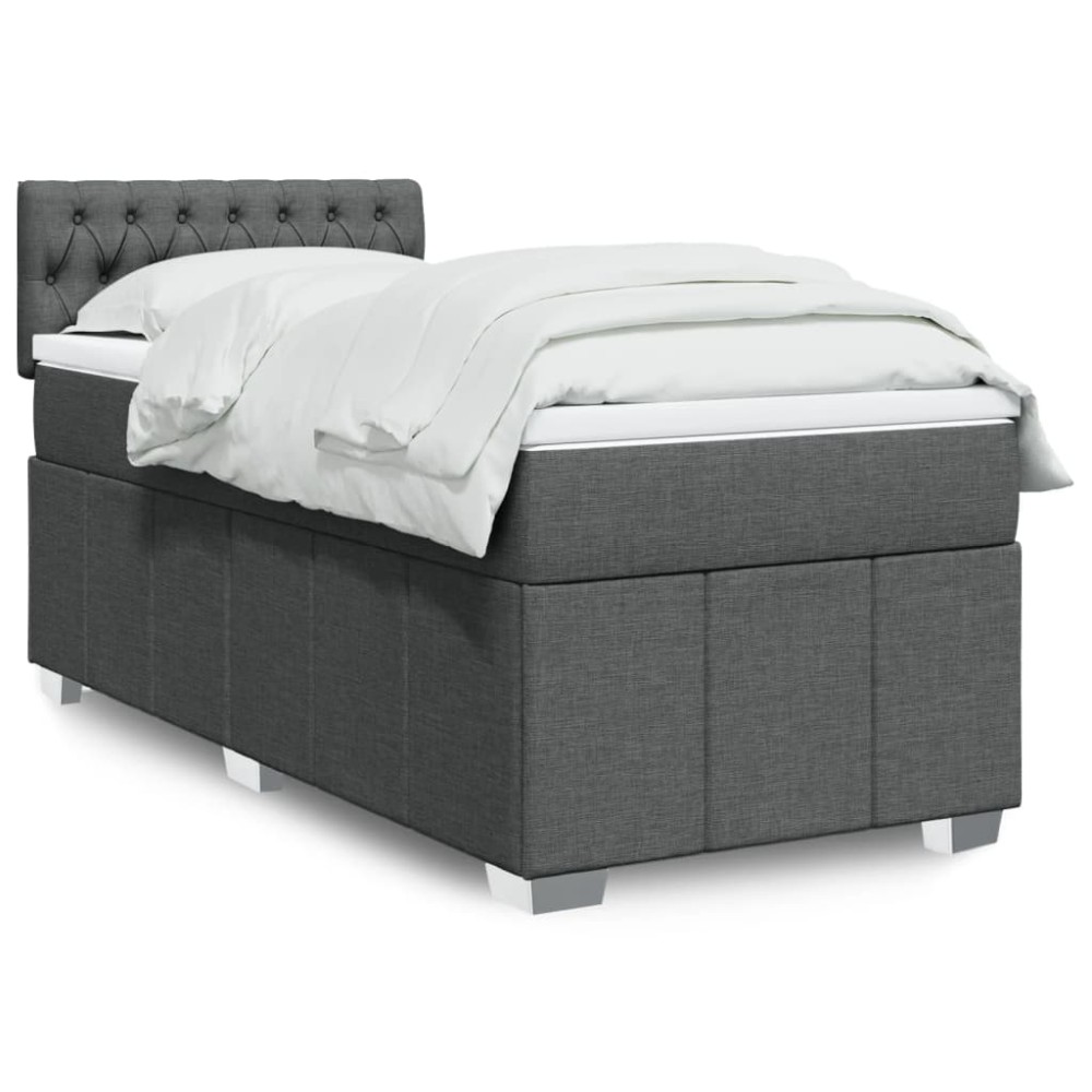 vidaXL Κρεβάτι Boxspring με Στρώμα Σκούρο Γκρι 80x200 εκ. Υφασμάτινο