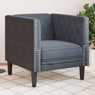 vidaXL Πολυθρόνα Chesterfield Σκούρο Γκρι Βελούδινη 71x74,5x70,5cm 1 τεμ. Γωνιακός