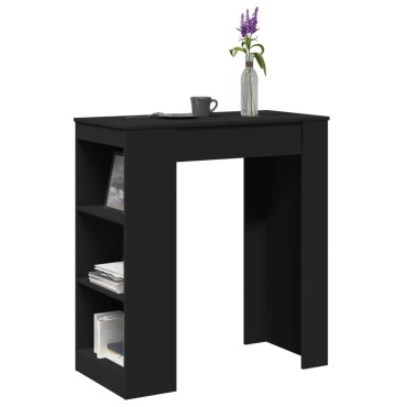 vidaXL Τραπέζι Μπαρ με Ράφια Μαύρο 95x47x103,5cm Επεξεργ. Ξύλο 1 τεμ.