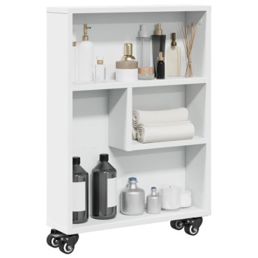vidaXL Τρόλεϊ Αποθήκευσης Στενό Λευκό 48x13x68cm Επεξεργασμένο Ξύλο