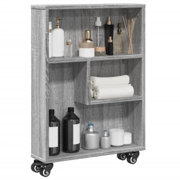 vidaXL Τρόλεϊ Αποθήκευσης Στενό Γκρι Sonoma 48x13x68cm Επεξ. Ξύλο