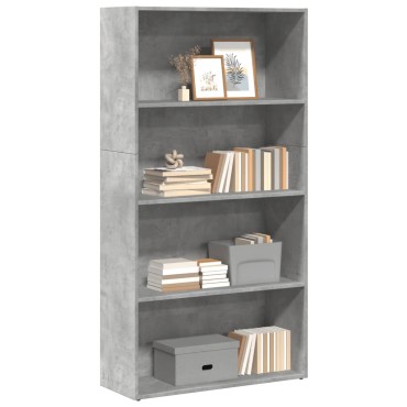 vidaXL Βιβλιοθήκη Γκρι Σκυροδέματος 80x30x152cm Επεξεργ. Ξύλο 1 τεμ.