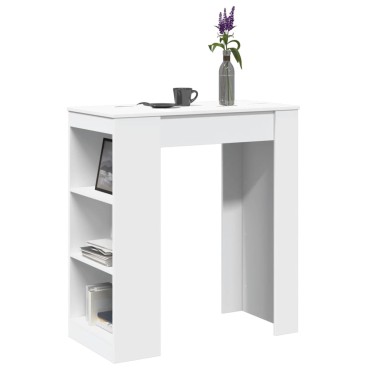 vidaXL Τραπέζι Μπαρ με Ράφια Λευκό 95x47x103,5cm Επεξεργ. Ξύλο 1 τεμ.