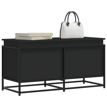 vidaXL Κουτί Αποθήκευσης με Καπάκι Μαύρο 100x40x51,5 εκ. Επεξ. Ξύλο
