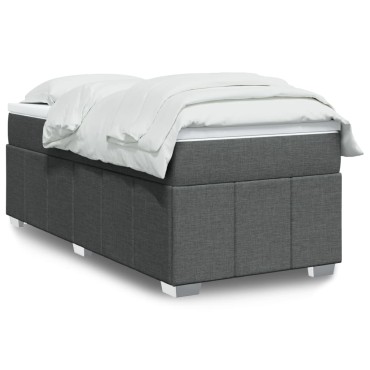 vidaXL Κρεβάτι Boxspring με Στρώμα Σκούρο Γκρι 90x190 εκ. Υφασμάτινο