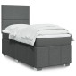 vidaXL Κρεβάτι Boxspring με Στρώμα Σκούρο Γκρι 90x190 εκ. Υφασμάτινο