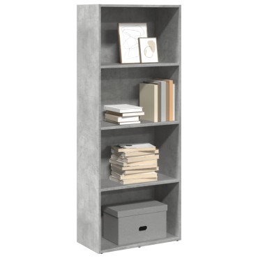 vidaXL Βιβλιοθήκη Γκρι Σκυροδέματος 60x30x152cm Επεξεργ. Ξύλο 1 τεμ.
