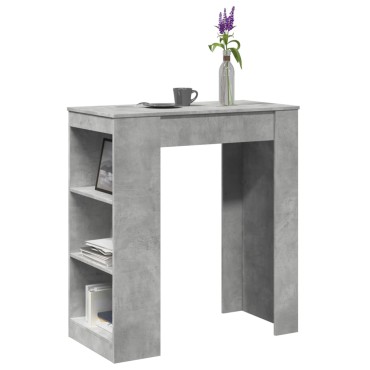 vidaXL Τραπέζι Μπαρ με Ράφια Γκρι Σκυρ. 95x47x103,5cm Επεξεργ. Ξύλο 1 τεμ.