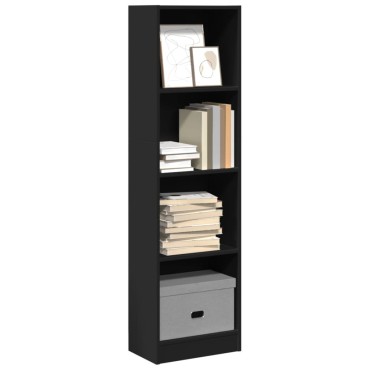 vidaXL Βιβλιοθήκη Μαύρη 40x24x143cm από Επεξεργασμένο Ξύλο 1 τεμ.