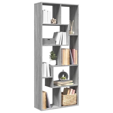 vidaXL Βιβλιοθήκη/Διαχωριστικό Χώρου Γκρι 67x25x161,5cm Επεξ. Ξύλο 1 τεμ.